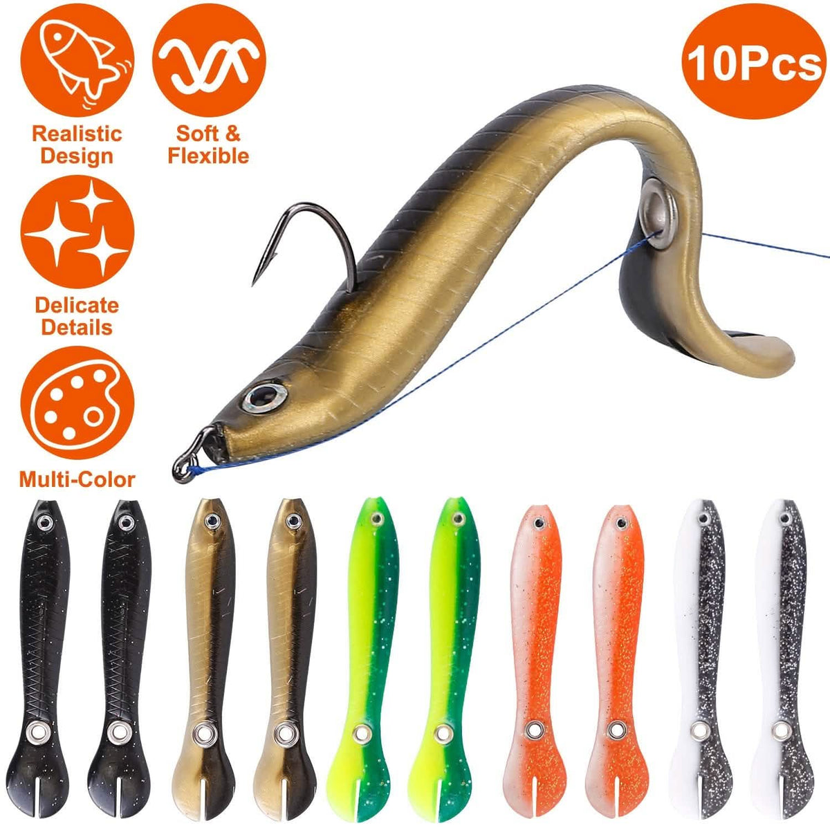 10-Pieces: Realistic Bass Loach Swimming Lure
