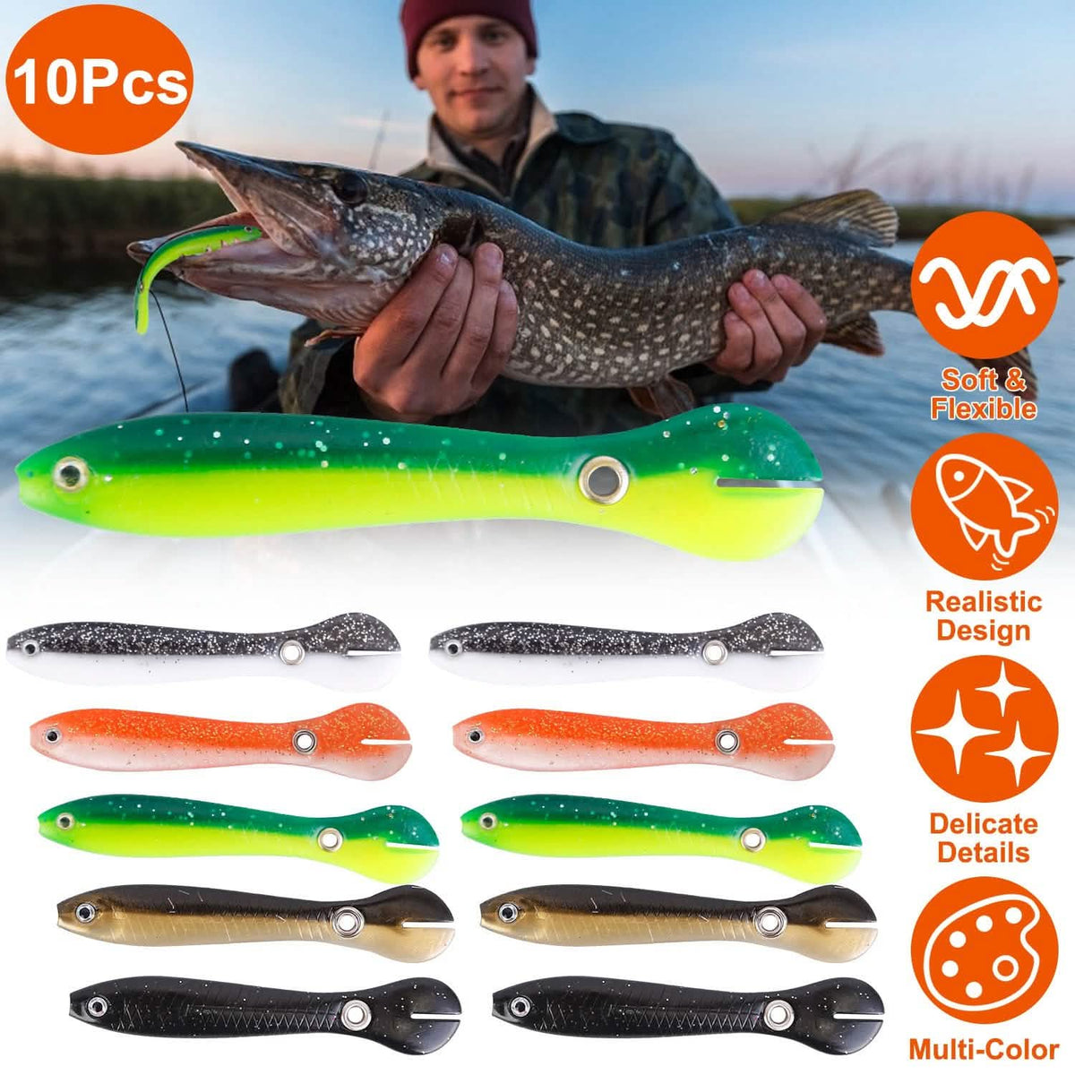 10-Pieces: Realistic Bass Loach Swimming Lure
