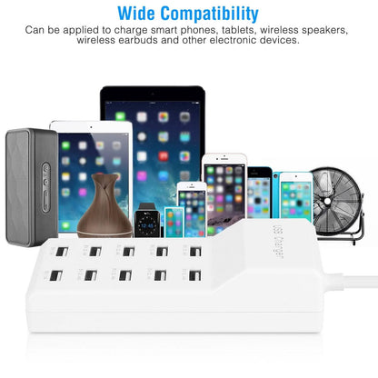 10-Ports 50W USB Wall Fast Charging Power Adapter