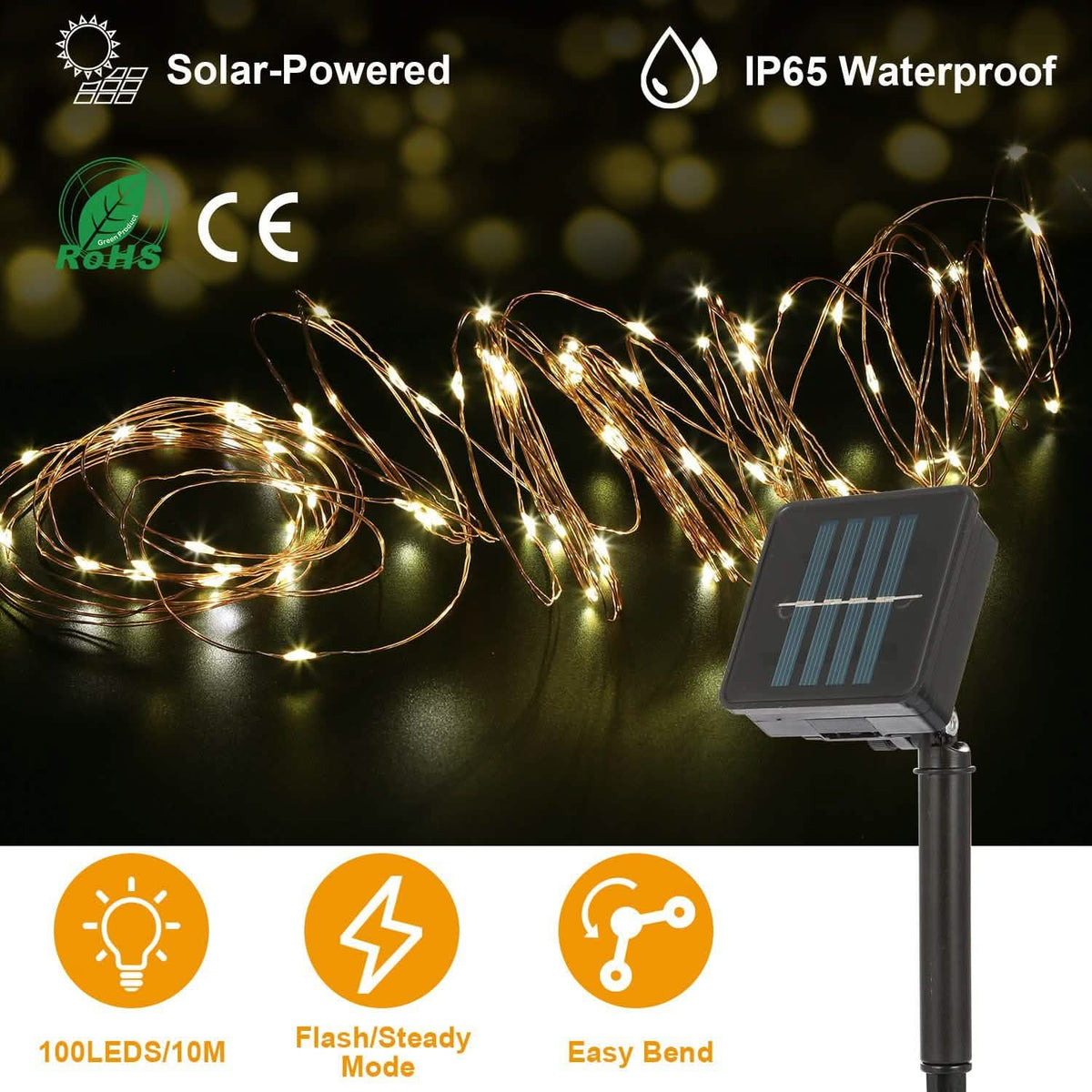 100 LEDs Solar String Lights