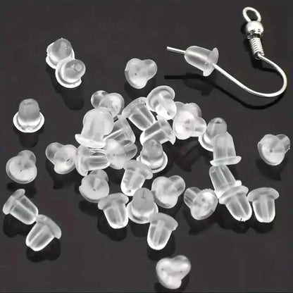 100-Pieces: Transparent Plastic Ear Clog Ear Stud Earring Pin Backs Ear Plug