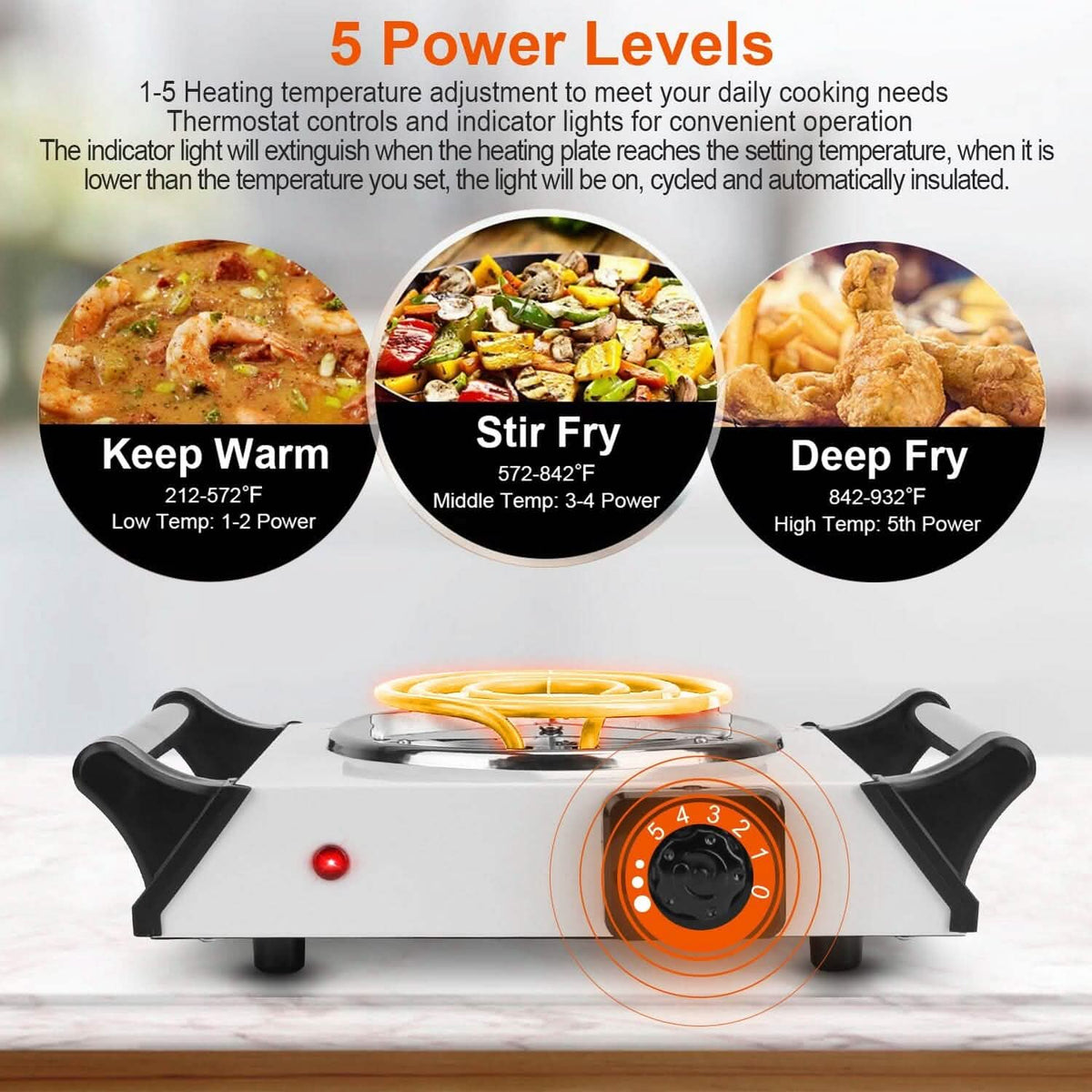 1000W Electric Burner Portable Coil Heating Hot Plate Stove Countertop