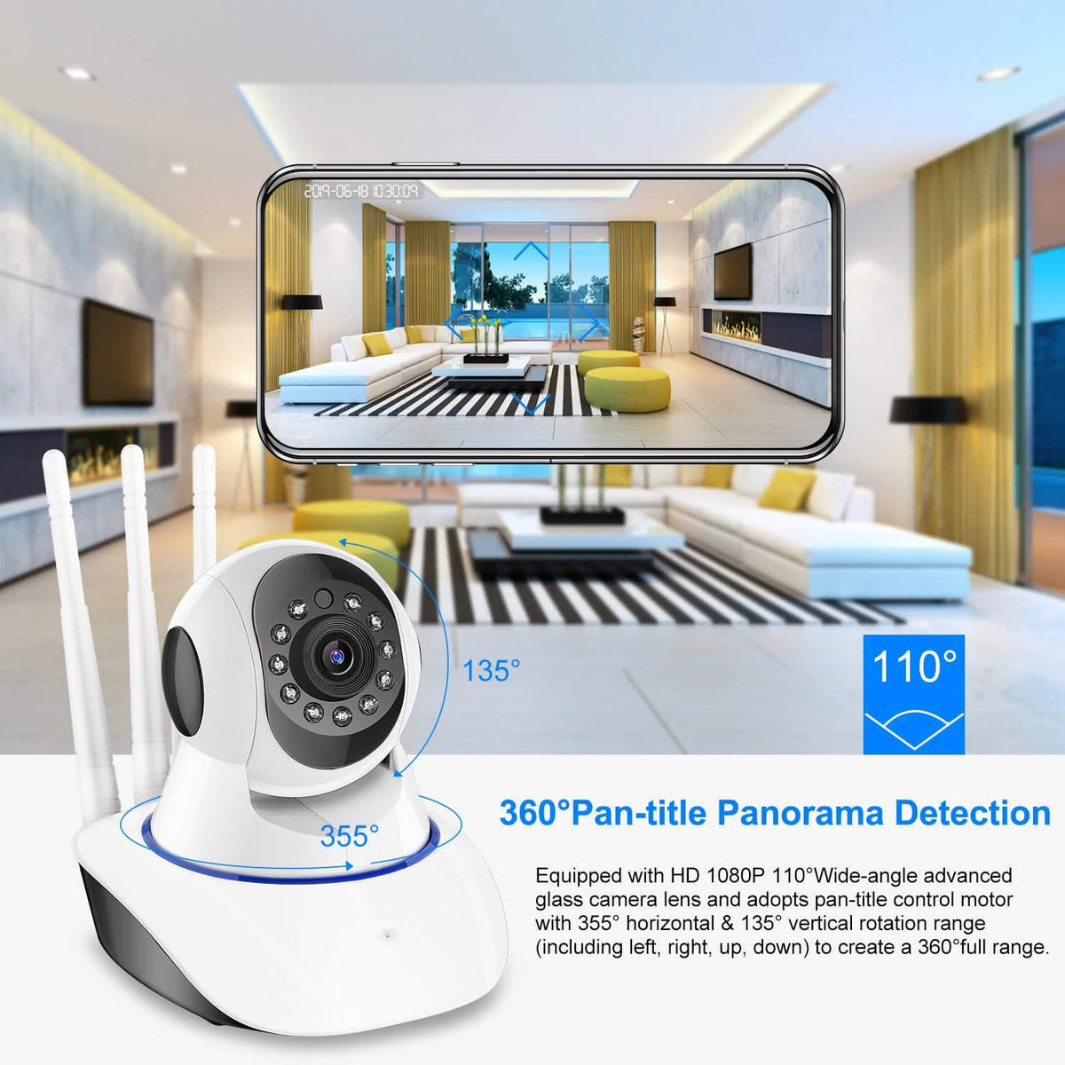 1080P WiFi IP Camera Motion Detection IR Night Vision Camcorder