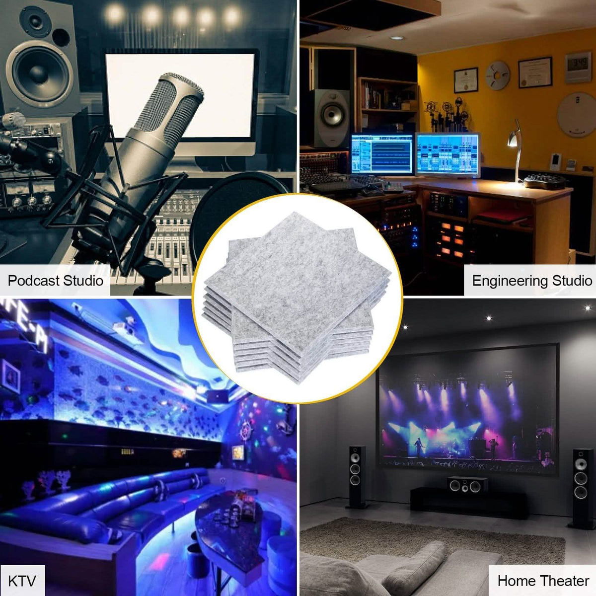 12-Packs: AGPtEK Acoustic Absorption Noise Cancellation Panels