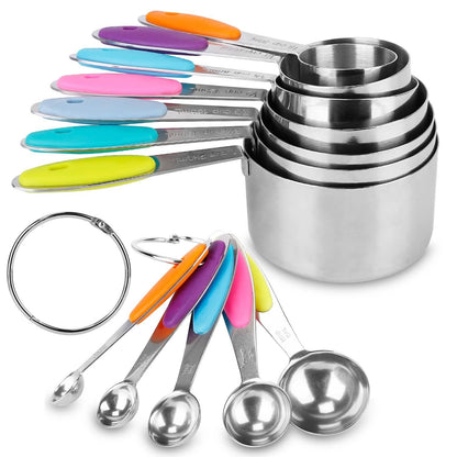 12-Piece: Stainless Steel Measuring Cups Spoons Set