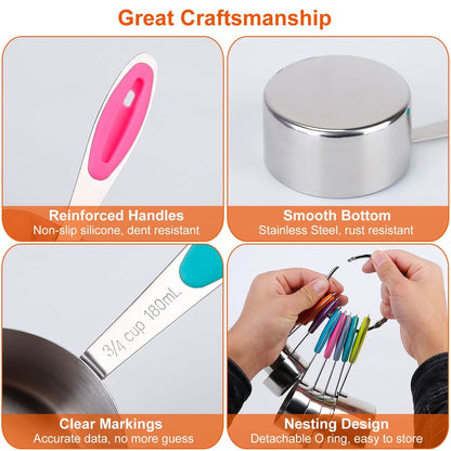 12-Piece: Stainless Steel Measuring Cups Spoons Set