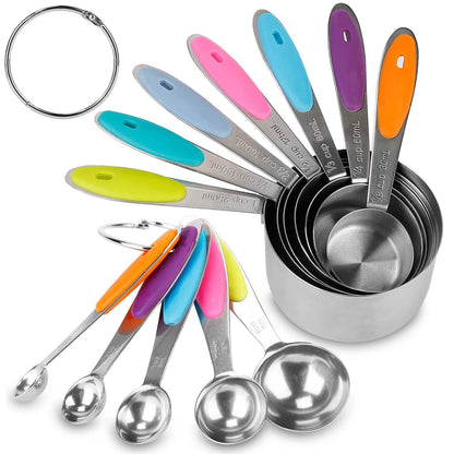 12-Piece: Stainless Steel Measuring Cups Spoons Set