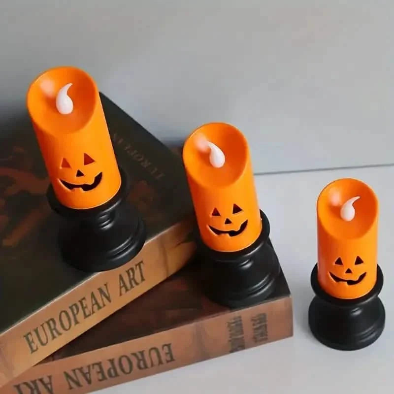 12-Pieces: Halloween LED Pumpkin Chandelier Candles