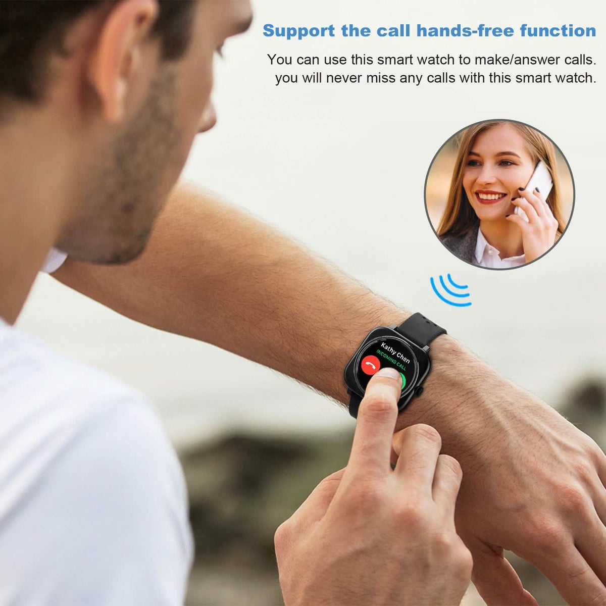 1.28'' Touch Screen Smartwatch Handsfree Bluetooth Sport Fitness Tracker