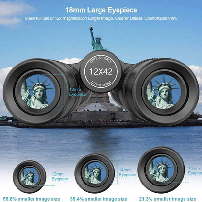 12x42 HD Binoculars for Adults with Universal Phone Adapter