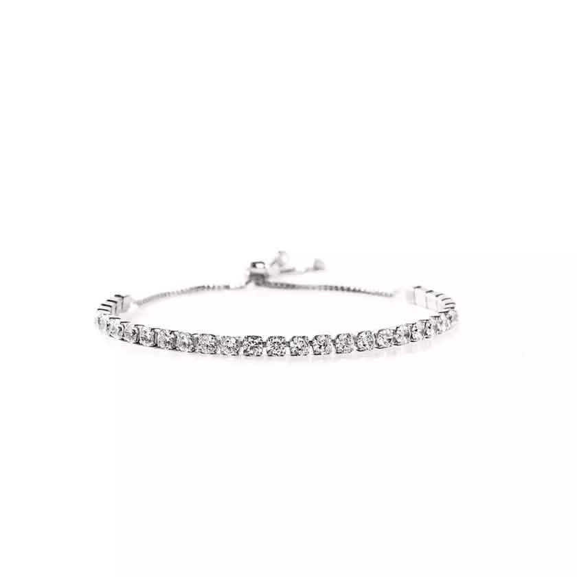14K White Gold Tennis Bracelets with Crystals from Swarovski Adjustable