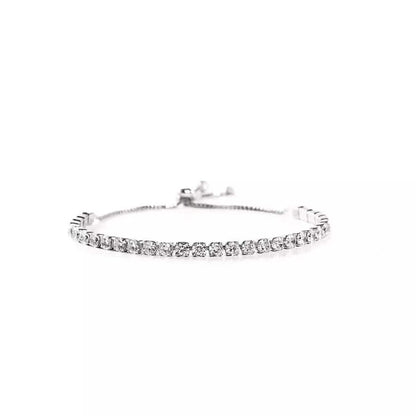 14K White Gold Tennis Bracelets with Crystals from Swarovski Adjustable