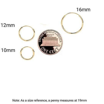 14K Yellow Gold Endless Hoop Earrings