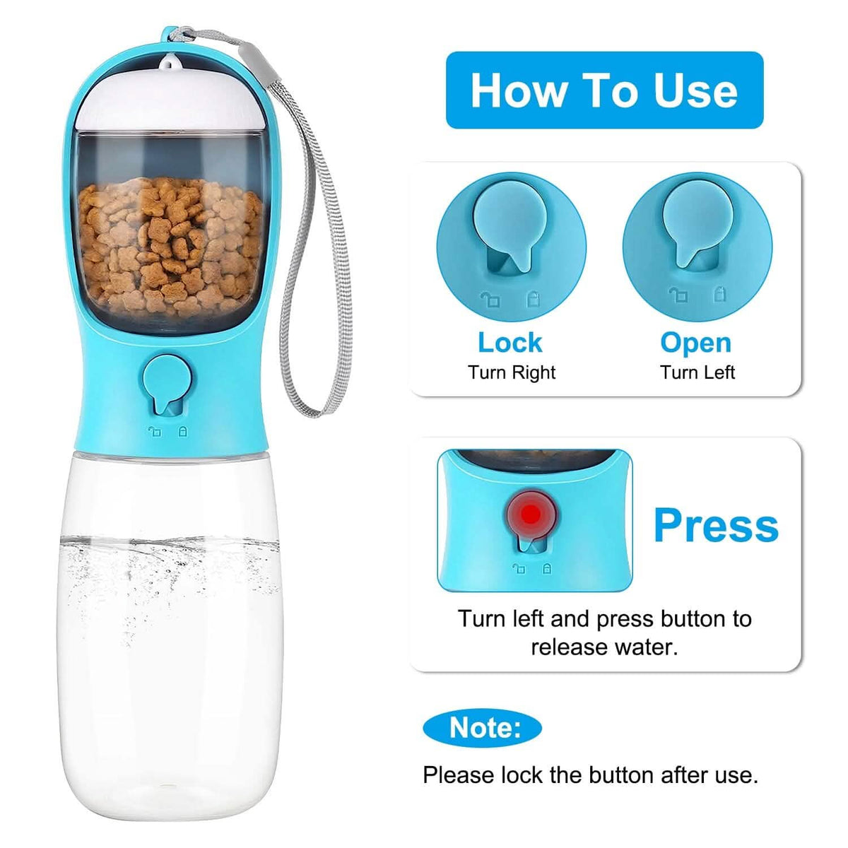 18.6 oz Portable Dog Water Dispenser with Detachable Food Container
