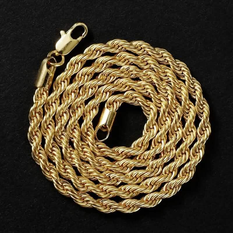 18K Gold European Classic Twist Necklace + Bracelet