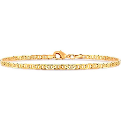 18K Gold Flat Marina Link Anklet for Women