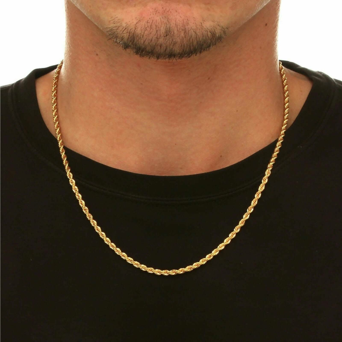 18K Solid Gold Rope Chain Necklace