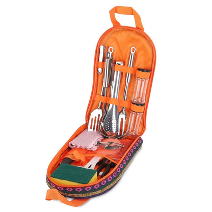 19-Piece: Camping Cooking Utensil Kit Portable Picnic Cookware