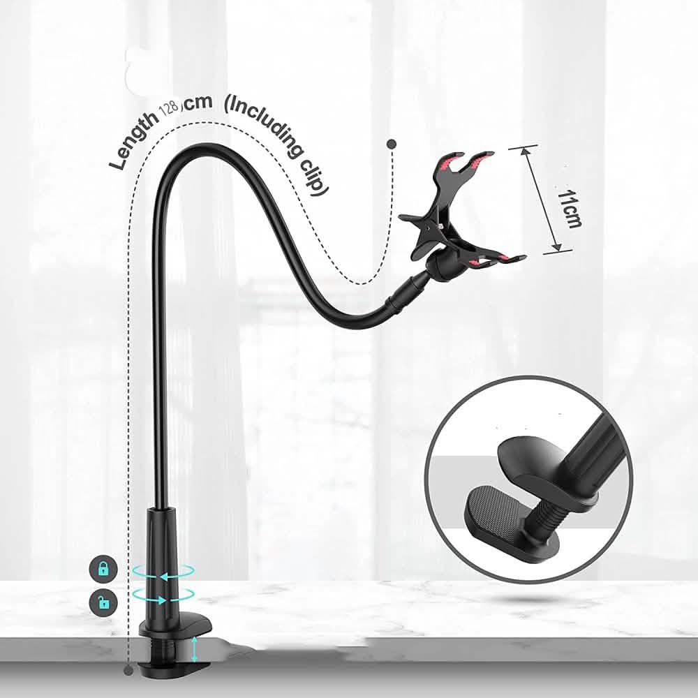 360° Rotating Universal Phone Stand with Flexible Spiral Base for Lazy Browsing