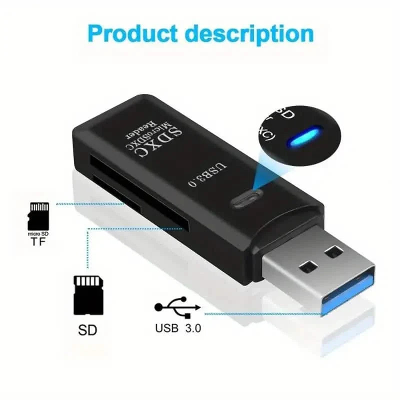 2-in-1 Multi Card Reader USB 3.0 Micro SD TF Card Memory Flash Drive Adapter