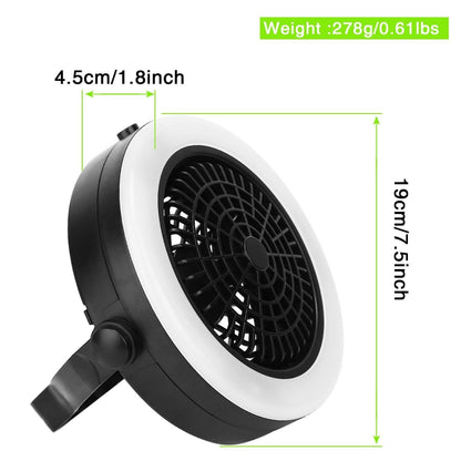2-in-1 Outdoor Battery/USB Operated Portable Camping LED Fan