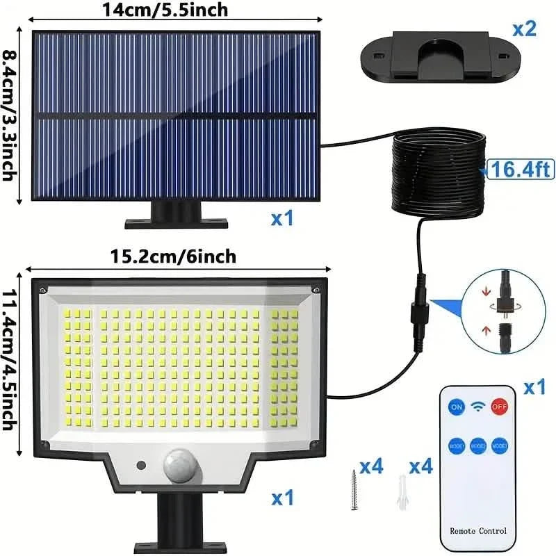 2-Pack: 200-LED/3Modes Upgraded Split Solar Motion Sensor Light Outdoor with Remote