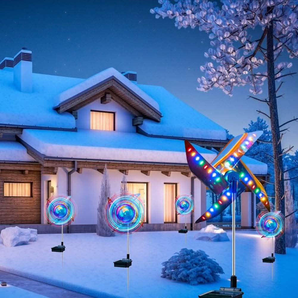 2-Pack: 32LED Outdoor Solar Ground Light Garden Lawn Waterproof Windmill Lamp