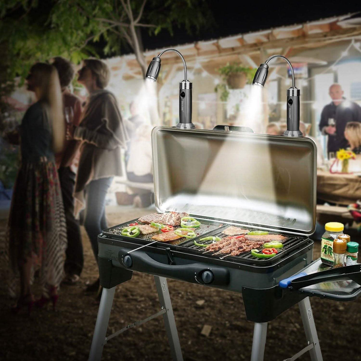 2-Pack: BBQ Grill LED Flashlight Goose Neck Outdoor Lamp
