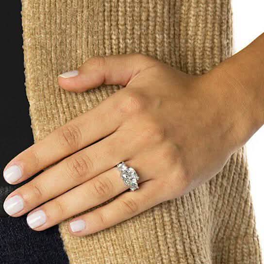2-Pack: Cushion Cut Studs and Cushion Cut Ring with Side Stones