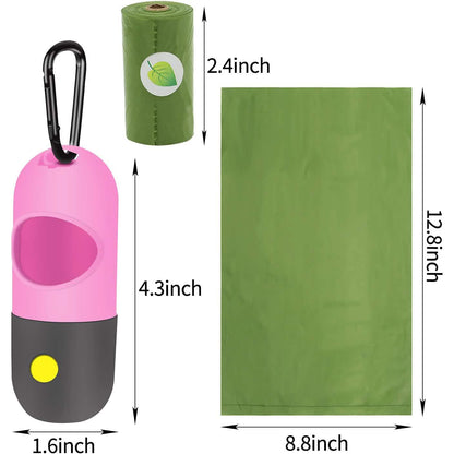 2-Pack: Dog Poop Bag Dispenser with Built-in LED Flashlight