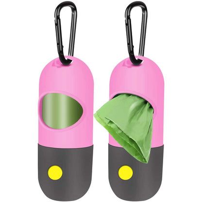 2-Pack: Dog Poop Bag Dispenser with Built-in LED Flashlight