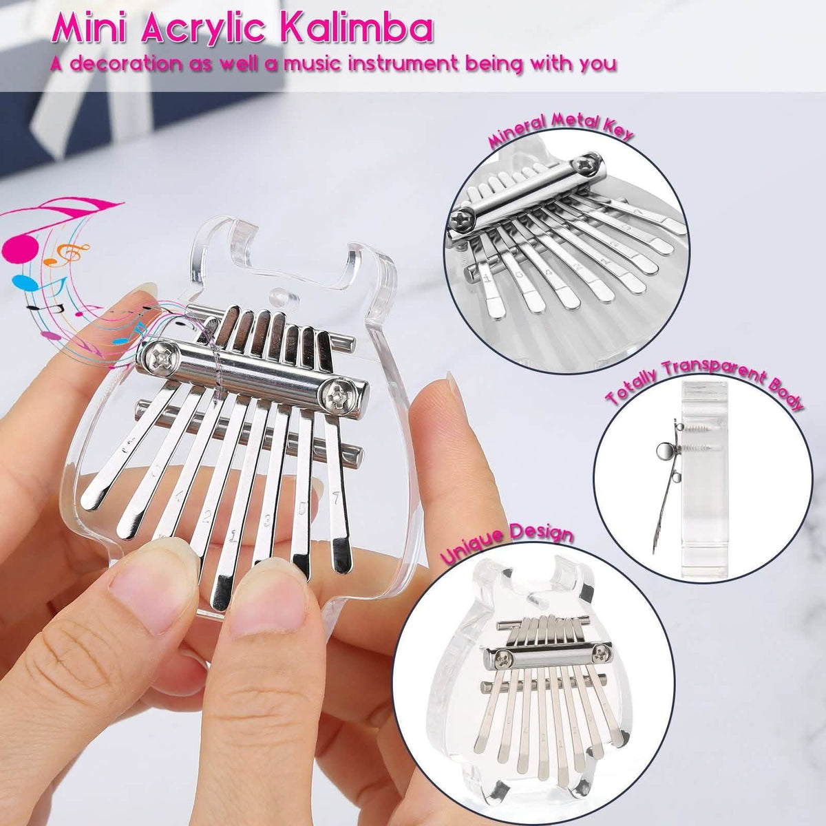 2-Pack: Finger Thumb Piano Mini Kalimba with 8 Keys