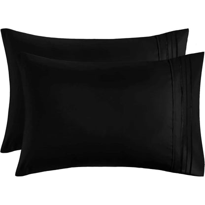 2-Pack: Hannah Linen Microfiber Pillowcases Breathable & Envelop Closure Pillow Covers Set