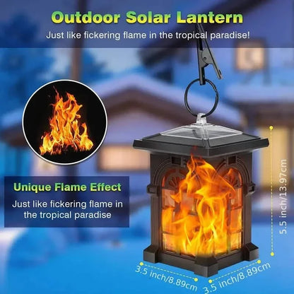 2-Pack: IP65 Waterproof Solar Outdoor Lights With Flickering Flame