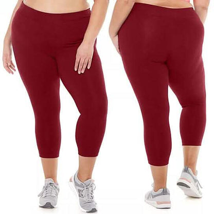 2-Pack: Plus Size Women's Ultra-Soft High Waisted Capri Leggings