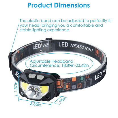 2-Pack: Rechargeable Motion Sensor Headlamp 6 Light Modes Headlight