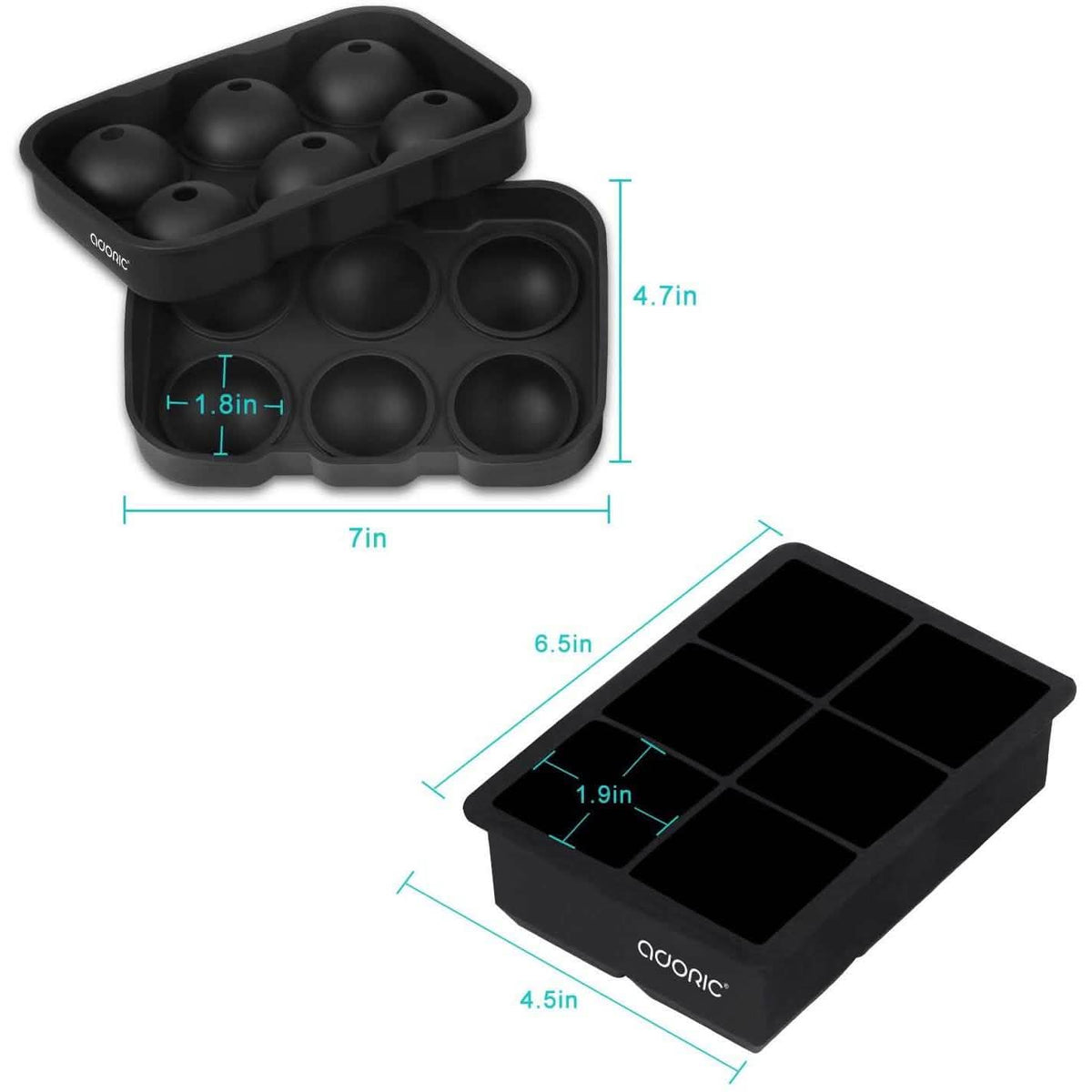2-Pack Set: Adoric Life Silicone Ice Cube Molds