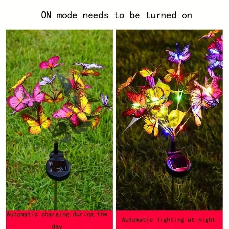 2-Pack: Solar-Powered Butterfly Flower Lamp