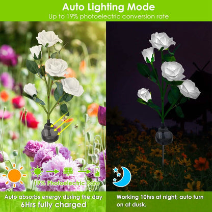 2-Pack: Solar Powered Rose Flower LED Decorative Lamp