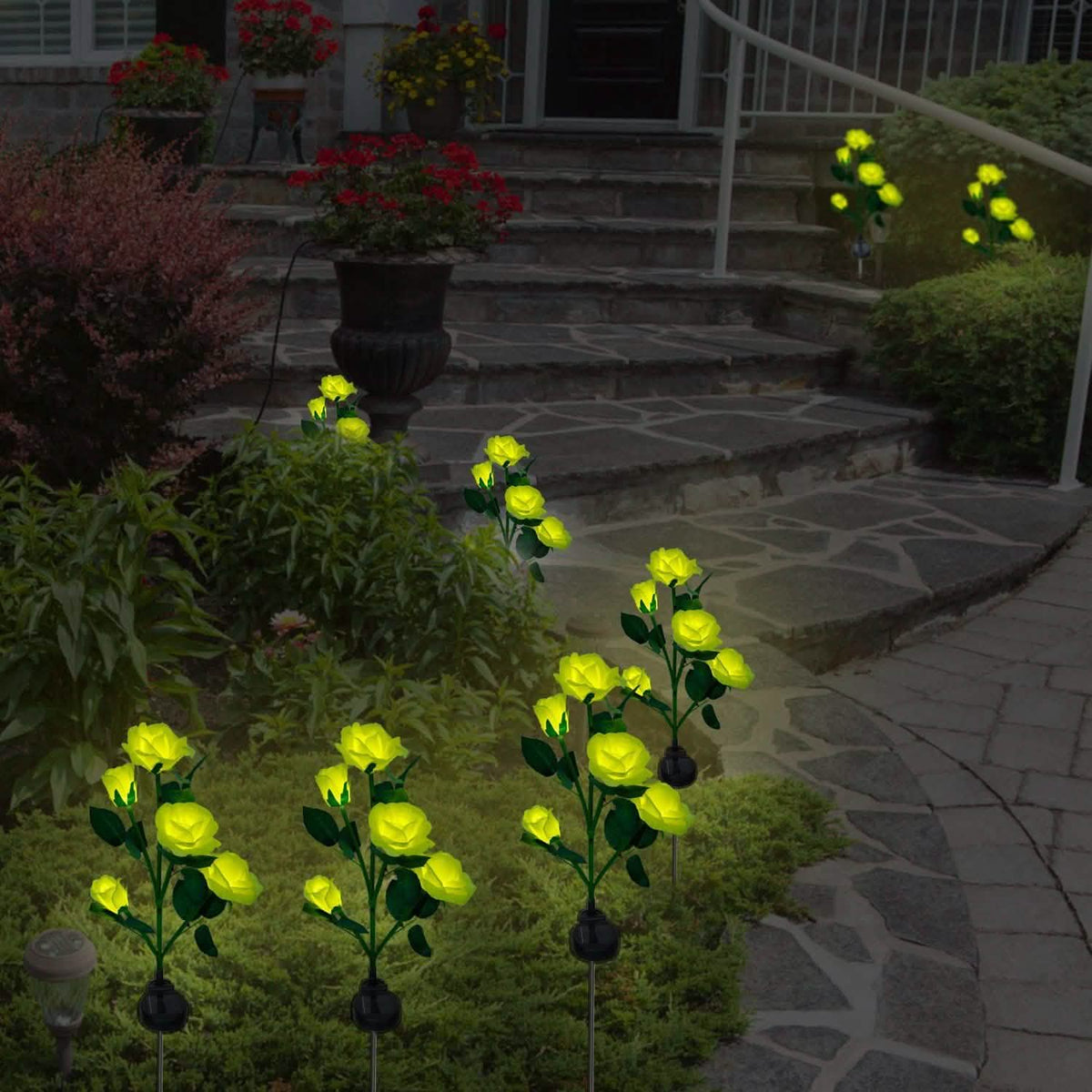 2-Pack: Solar Powered Rose Flower LED Decorative Lamp