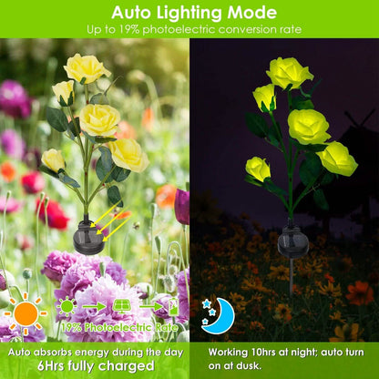 2-Pack: Solar Powered Rose Flower LED Decorative Lamp