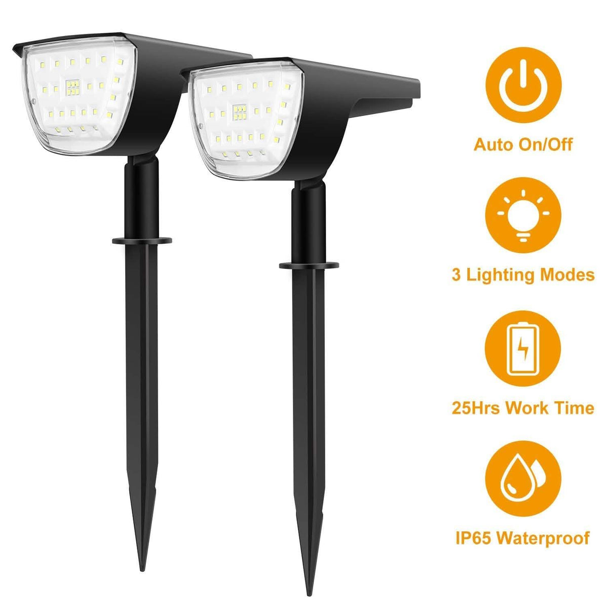 2-Pack: Solarek 32 LEDs Solar Landscape Spotlights