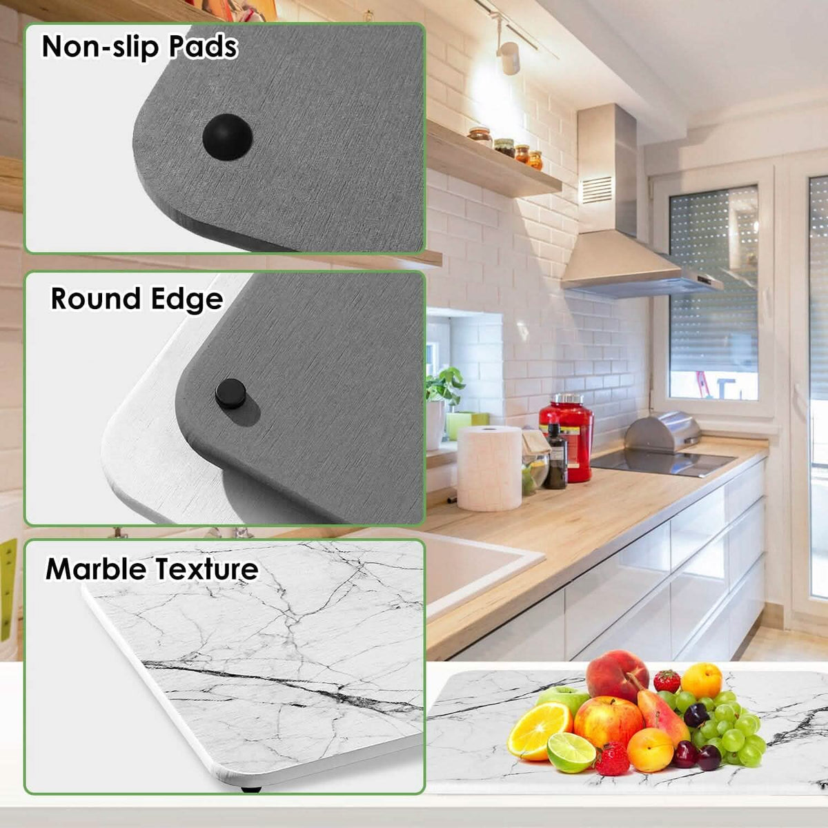 2-Pack: Stone Dish Drying Mat Silicone Diatomaceous Earth Mat