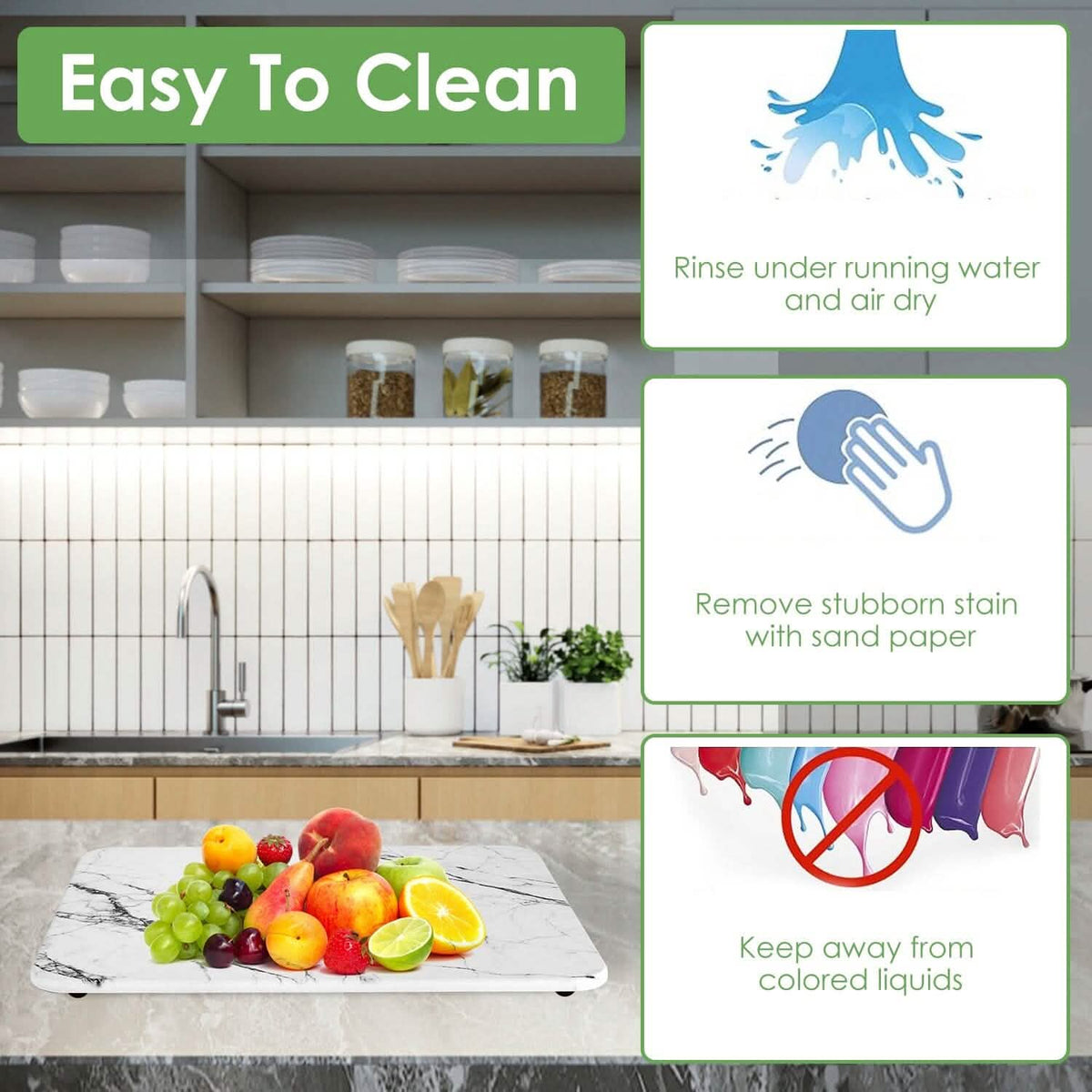 2-Pack: Stone Dish Drying Mat Silicone Diatomaceous Earth Mat