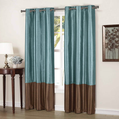 2-Pack: Striped Thermal Insulated Blackout Window Curtain Set