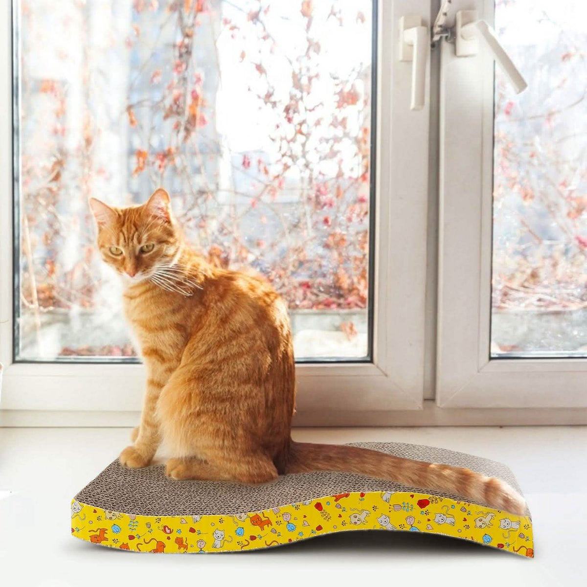2-Piece: Cardboard S-shaped Curve Cat Scratching Pad