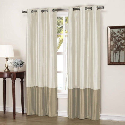 2-Piece: Faux Silk Thermal Two Toned Blackout Grommet Window Curtain Panels Set