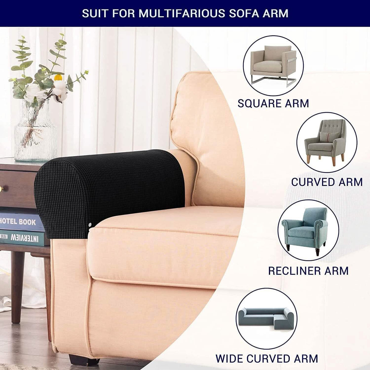 2-Piece: Jacquard Sofa Armrest Slipcover