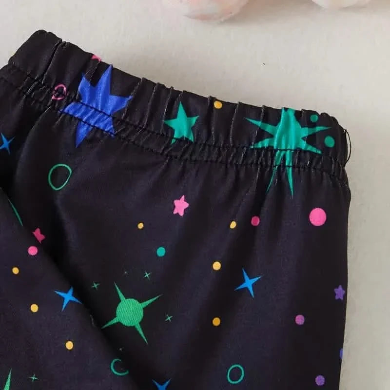 2-Piece Set: Cute Starry Unicorn Pattern Short Sleeve Top + Jogger Pants Co-ords Set
