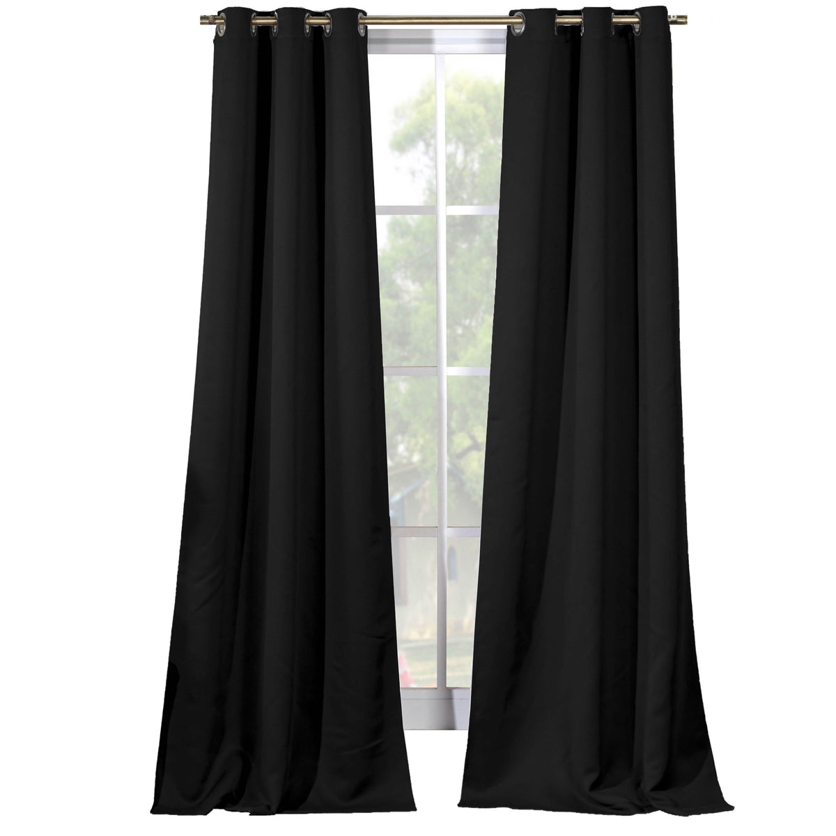 2-Piece Set: Solid Blackout Thermal Grommet Window Curtain Pair Panel